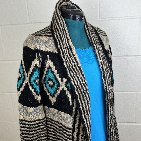 Pink Republic Women's Aztec Southwest Open Front Cardigan Sweater - Picture 3 of 7